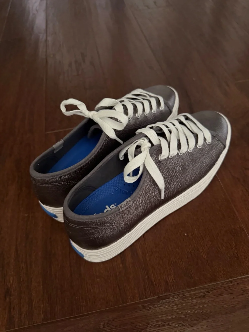 Keds platform metallic grey shoes